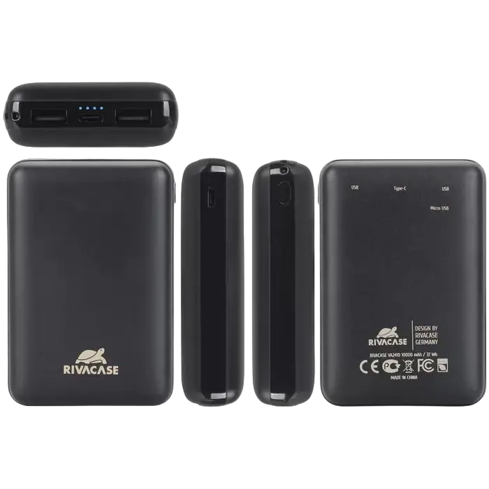 Acumulator extern RivaCase VA2410, 10000mAh, Negru
