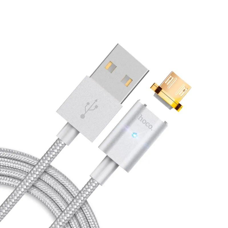 Cablu de încărcare Hoco U16 Magnetic Lightning Cable, USB Type-A/Lightning, 1,2m, Argintiu