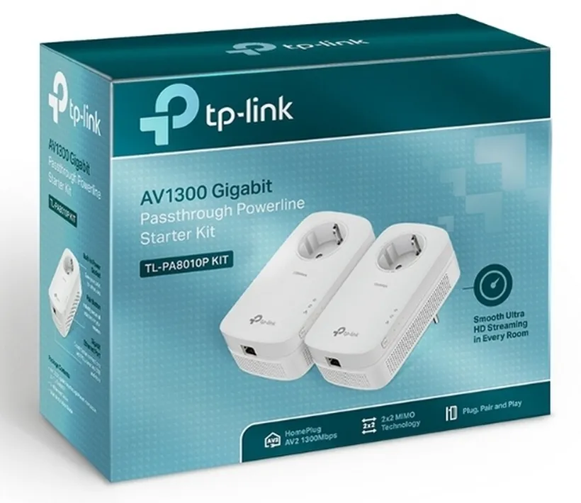 Powerline Adapter  TP-LINK TL-PA8010PKIT, AV1300, 1300 Mbps, Alb