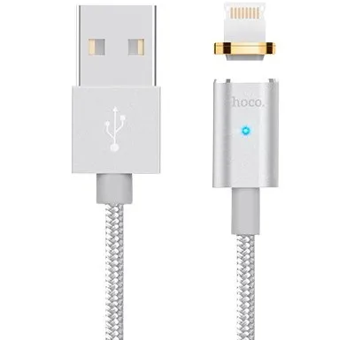Cablu de încărcare Hoco U16 Magnetic Lightning Cable, USB Type-A/Lightning, 1,2m, Argintiu