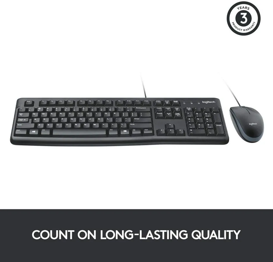 Set Tastatură + Mouse Logitech MK120, Cu fir, Negru