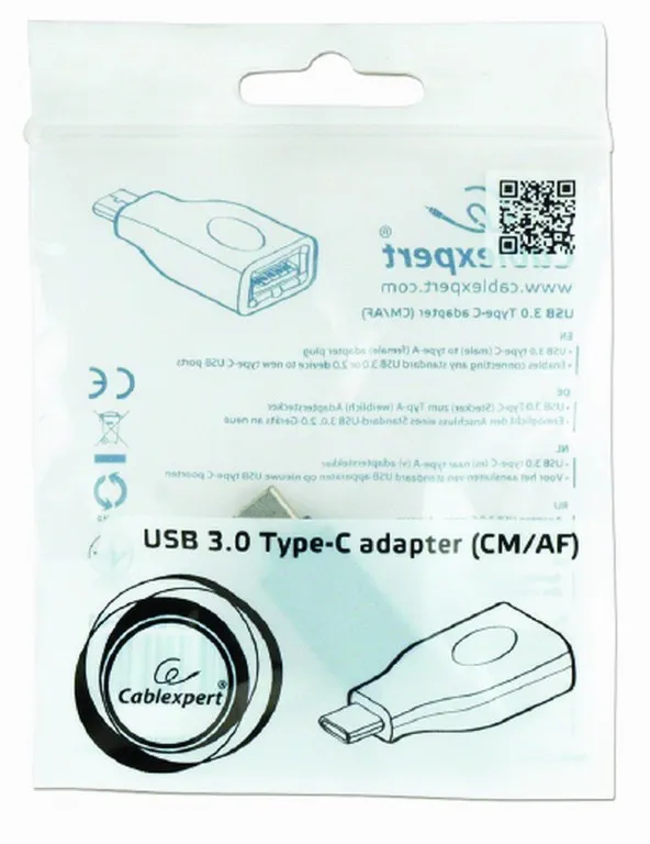Adaptor Cablexpert A-USB3-CMAF-01, USB Type-A (F)/USB Type-C, Negru
