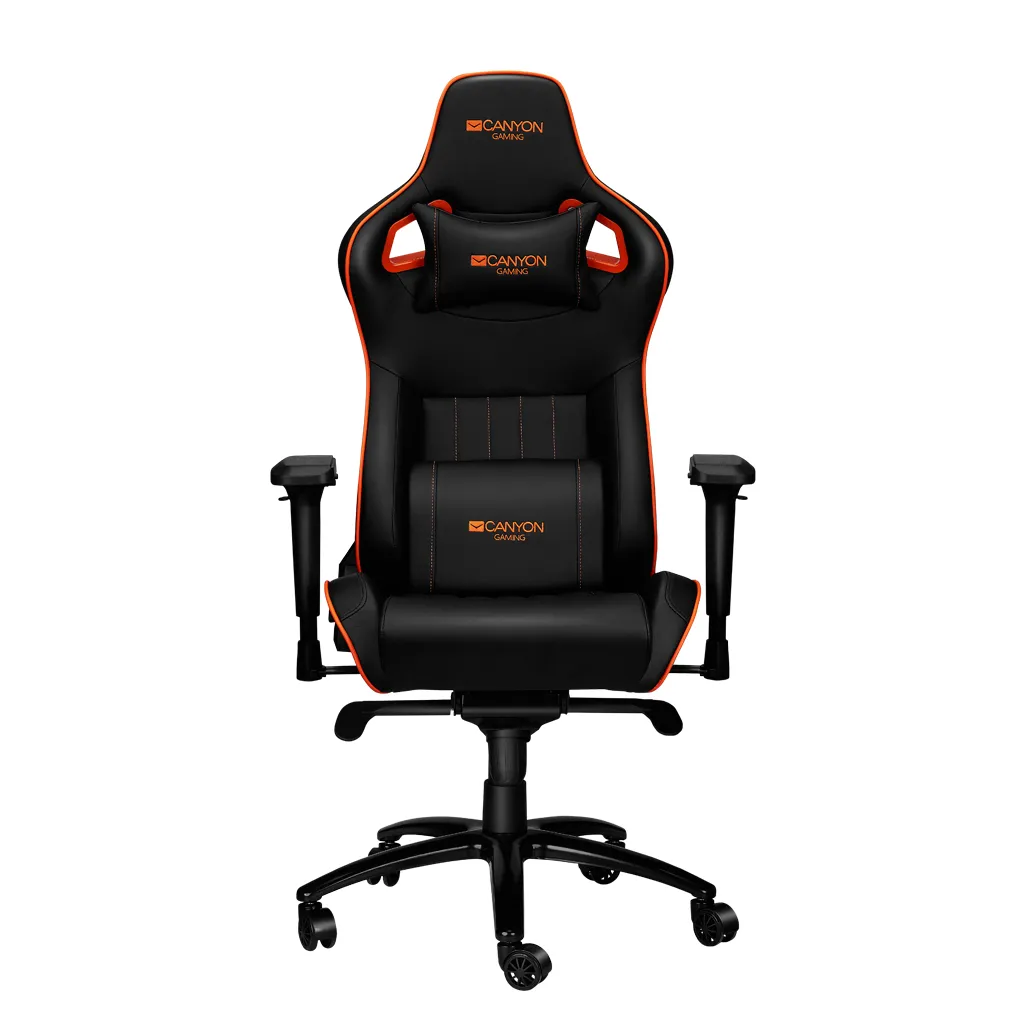 Scaun Gaming Canyon Corax, PU Piele, Negru/Portocaliu