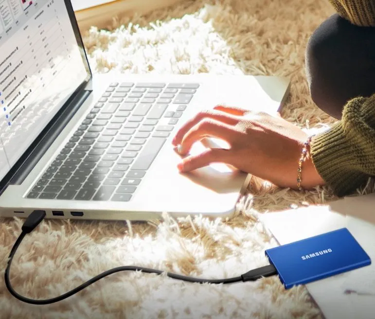 SSD portabil extern Samsung Portable SSD T7, 500 GB, Albastru (MU-PC500H/WW)