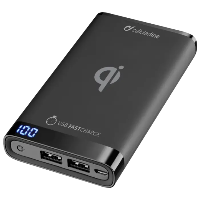Acumulator extern Cellularline FreePower MANTA 8000 Wireless, 8mAh, Negru