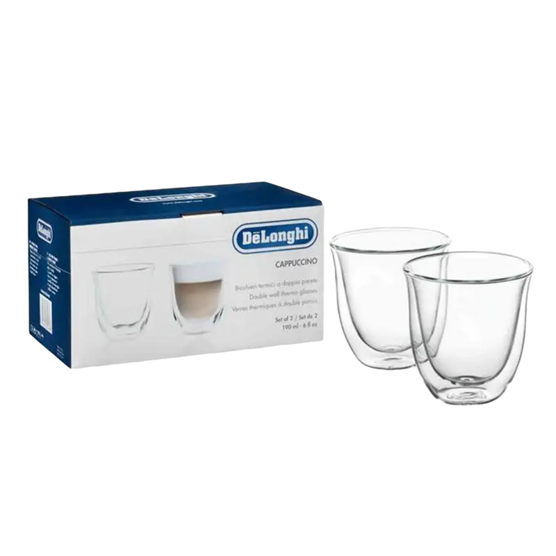 Pahare Cappuccino De'Longhi 190ml 2pcs, Transparent