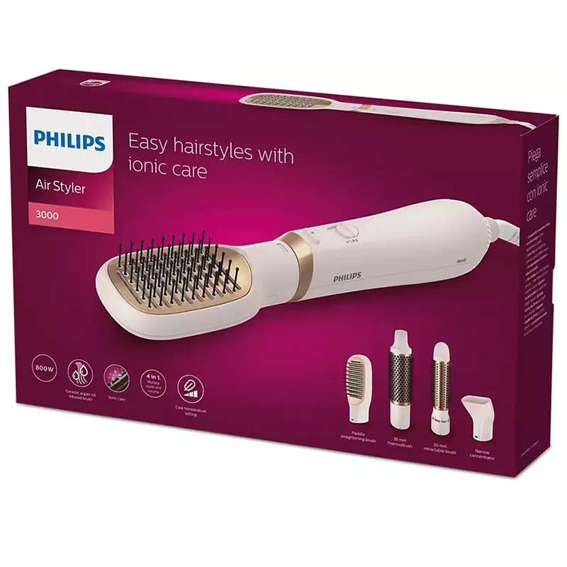 Uscător de păr-perie PHILIPS BHA310/00, 800 W, Roz