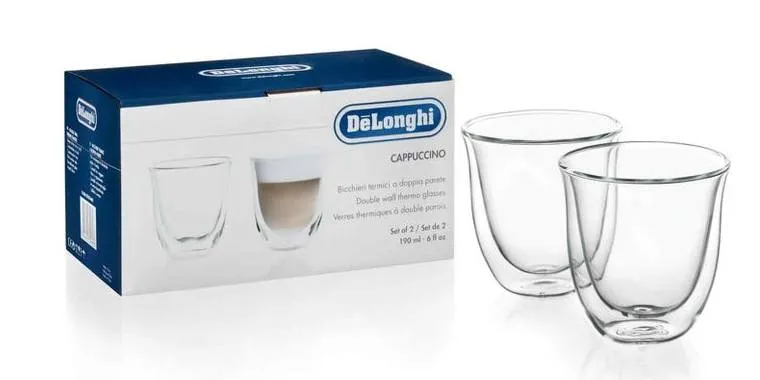 Pahare Cappuccino De'Longhi 190ml 2pcs, Transparent