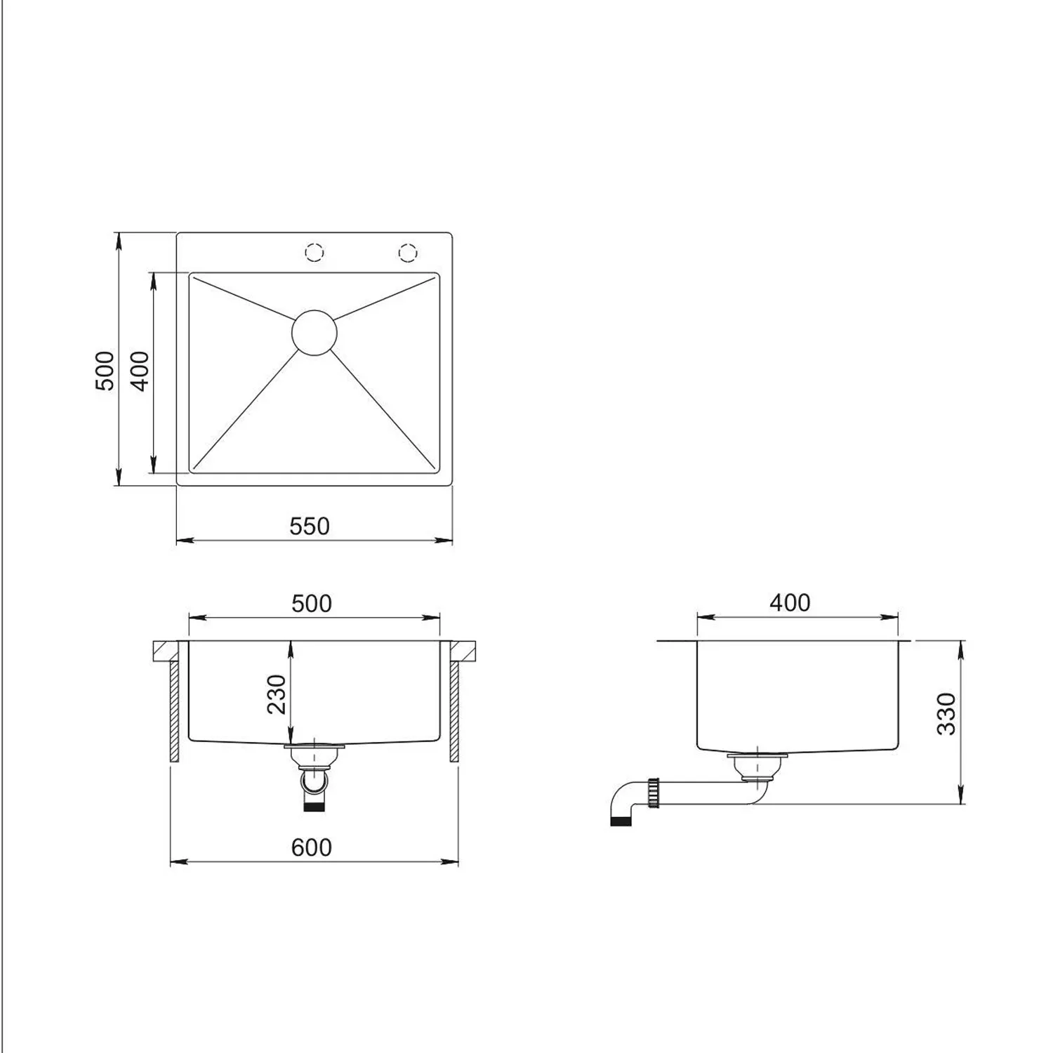 Chiuveta handmade SanDonna HD5550 (Auriu)