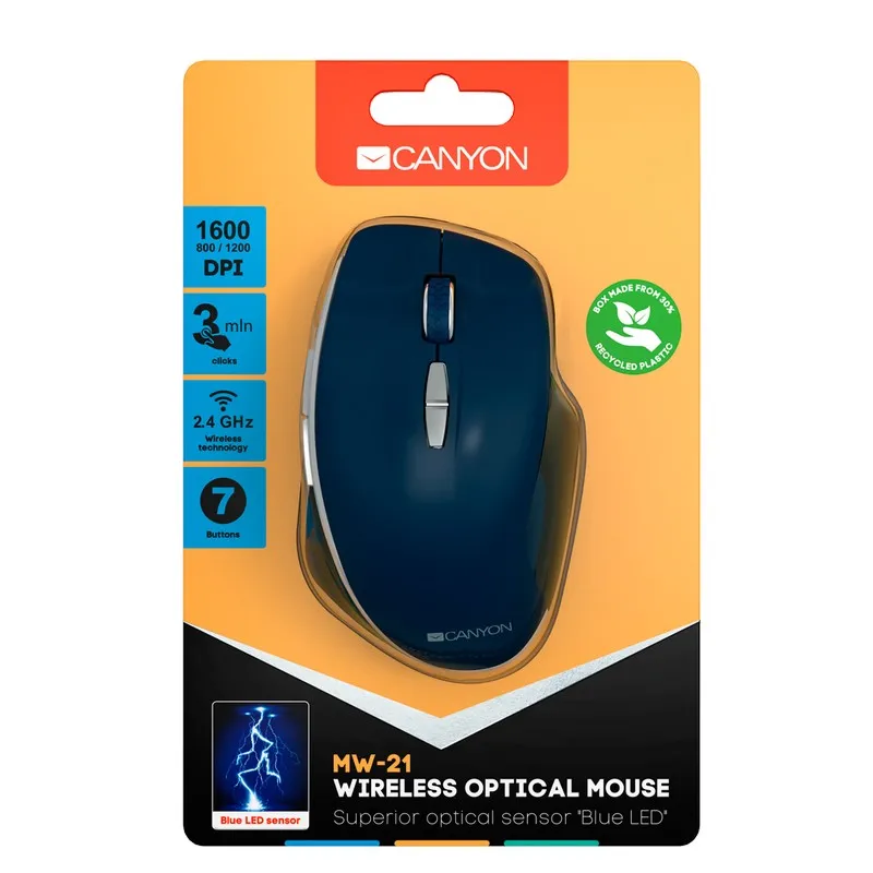 Mouse Wireless Canyon MW-21, Albastru