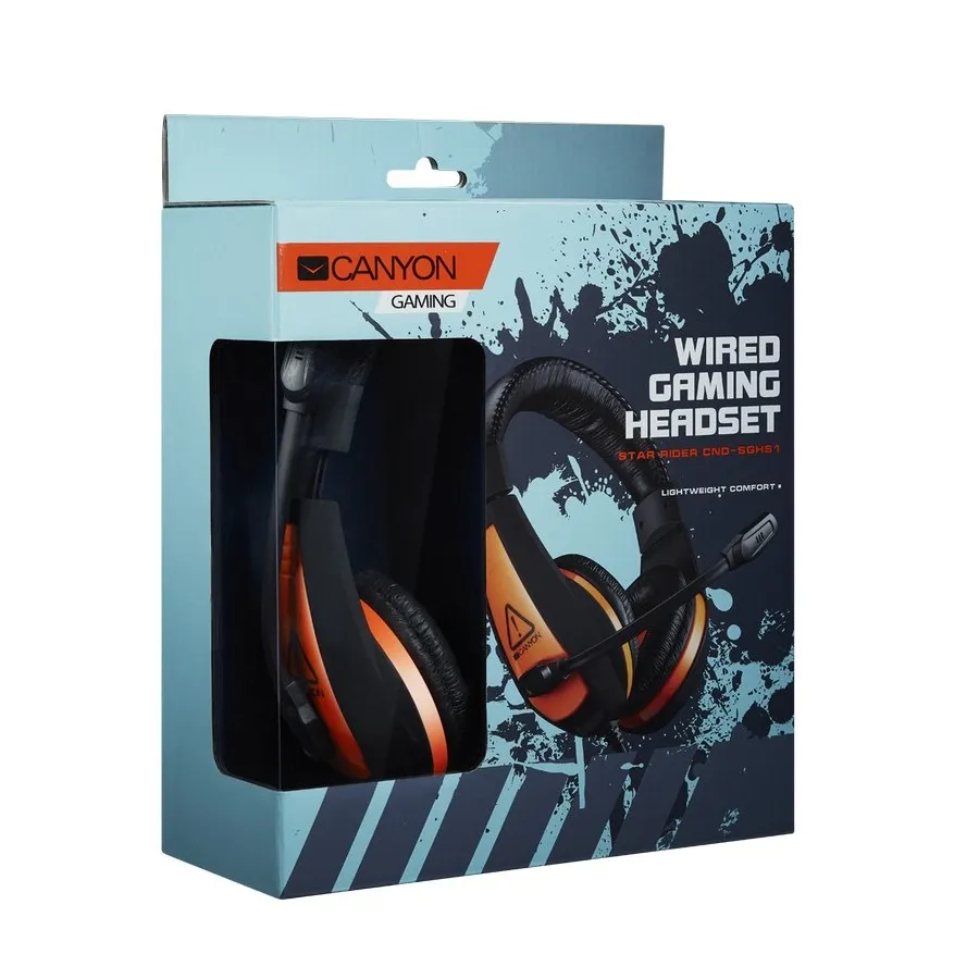 Căști gaming Canyon Star Raider, Cu fir, Negru/Portocaliu