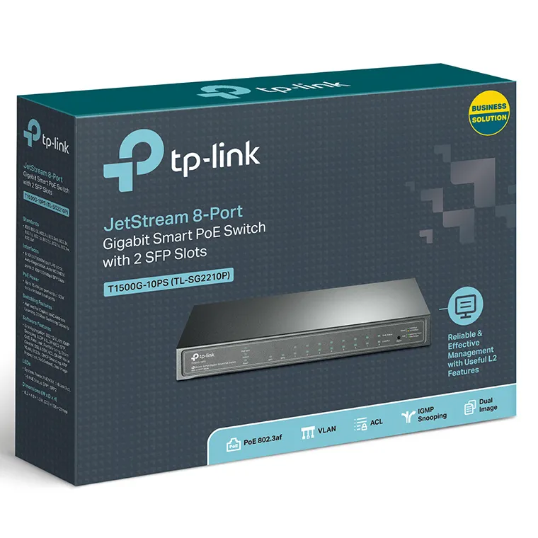 Comutator PoE TP-LINK T1500G-10PS, 8x IEEE 802.3af