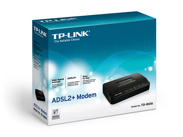 Modem ADSL TP-LINK TD-8616, ADSL/ADSL2/ADSL2 + până la 24 Mbps, Negru