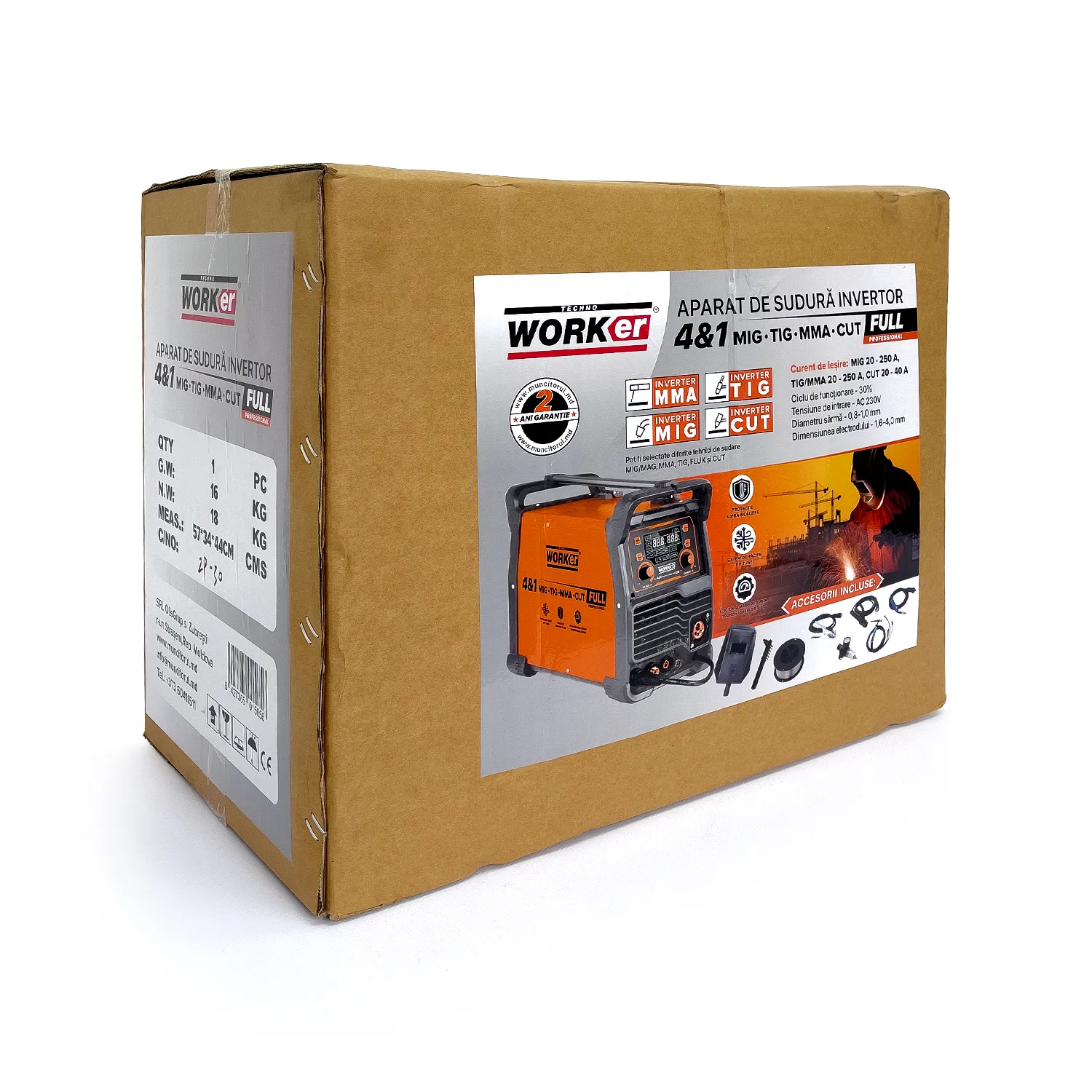 Aparat de sudura TechnoWorker 4 in 1 (MIG/TIG/MMA/CUT) FULL