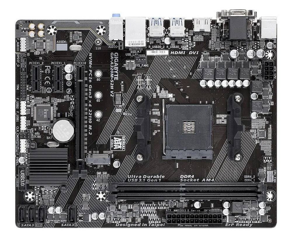 Placă de bază Gigabyte GA-A320M-S2H 1.1-3.0, AM4, AMD A320, Micro-ATX
