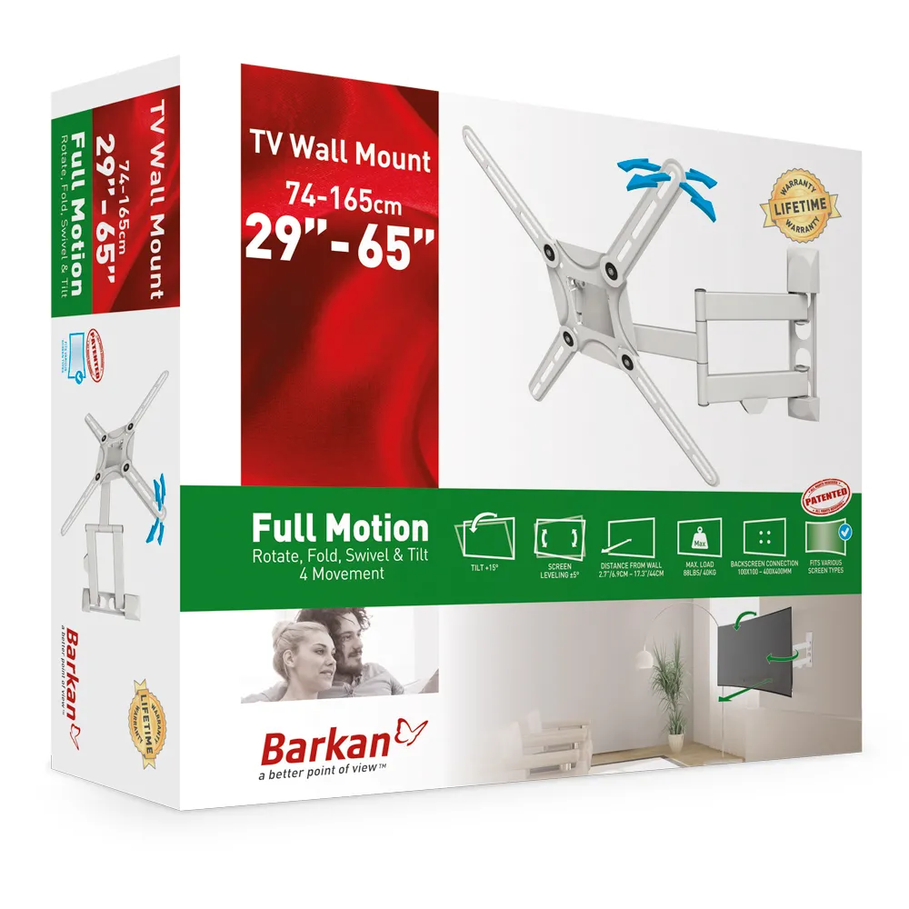 Suport TV de perete  BARKAN 3400W, Alb