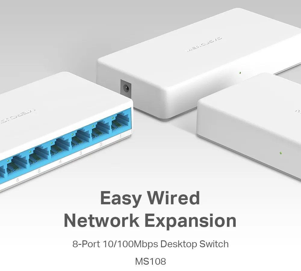 Switch de rețea MERCUSYS MS108, 8x 10/100 Mbps