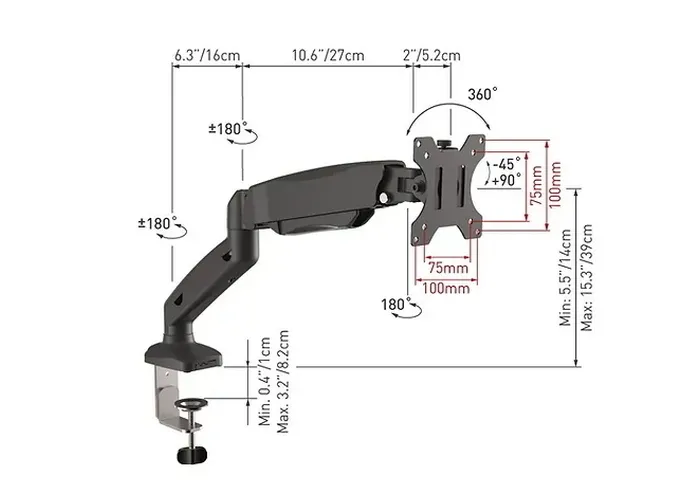 Suport birou pentru monitoare BARKAN M121P, Negru