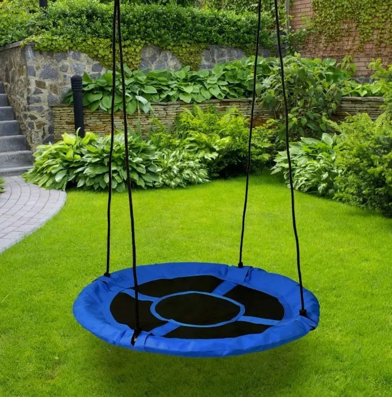 Balansoar rotund tip cuib JUMI (albastru)