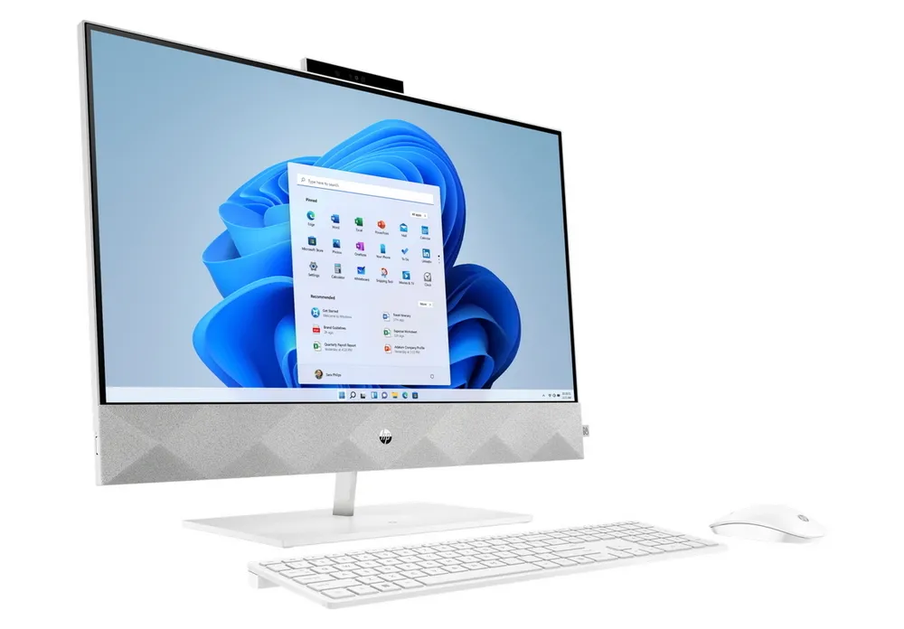 Computer All-in-One HP Pavilion 27-CA0019UR, 27", AMD Ryzen 5 5500U, 16GB/512GB, FreeDOS, Alb