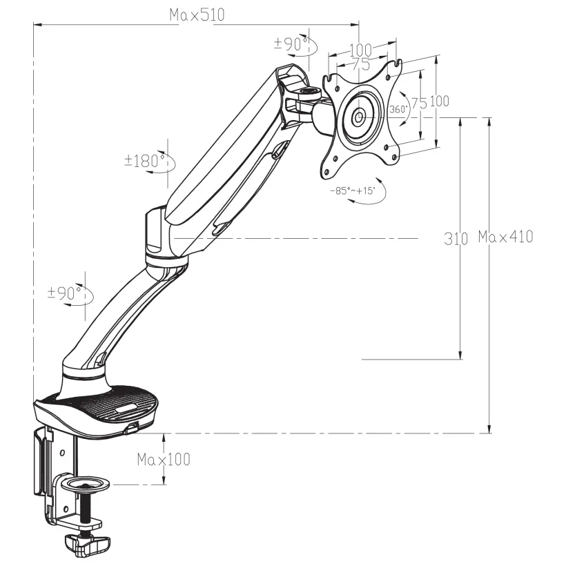 Table/desk stand for  monitor Reflecta FLEXO DeskPro 27-1010L 12