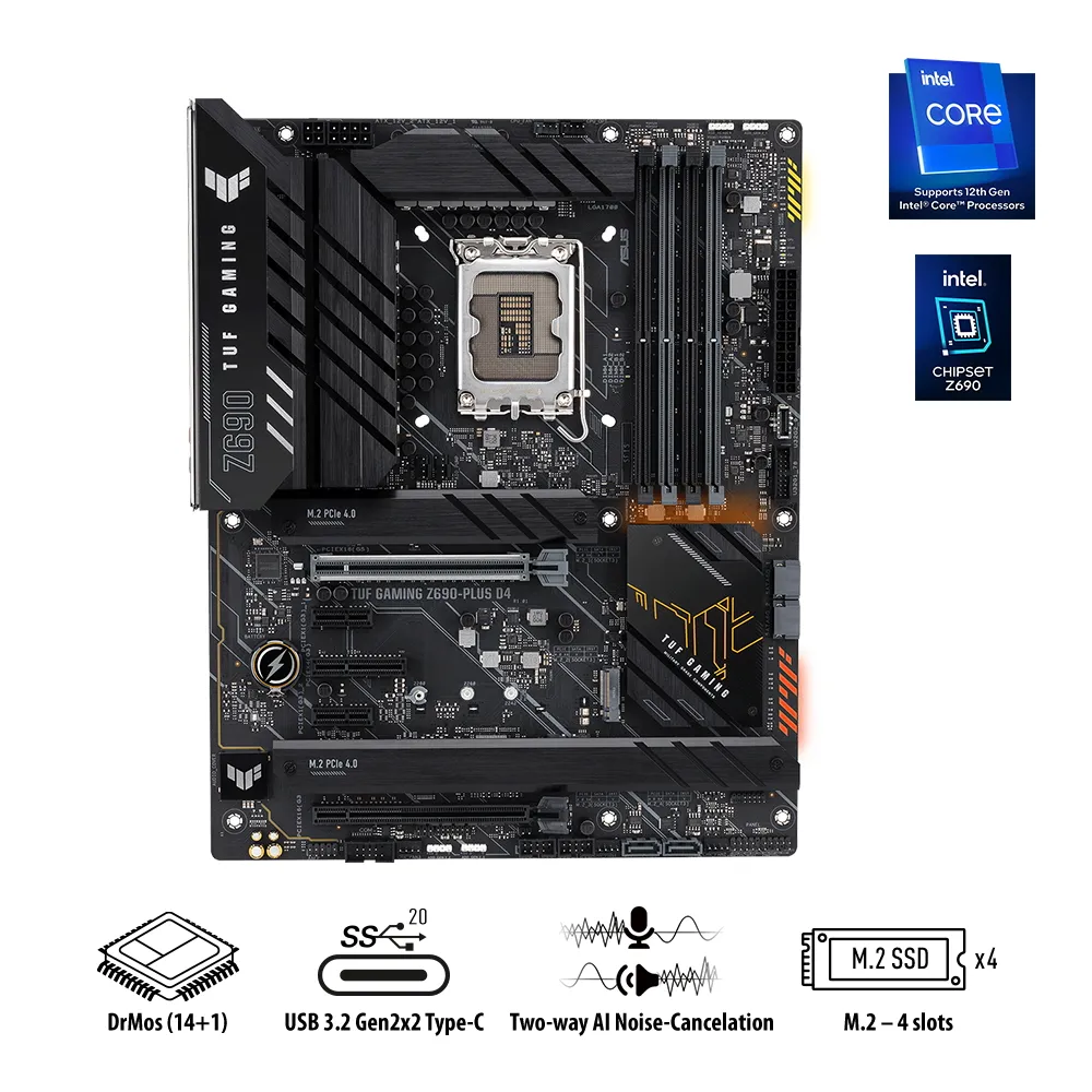 Placă de bază ASUS TUF GAMING Z690-PLUS D4, LGA1700, Intel Z690, ATX