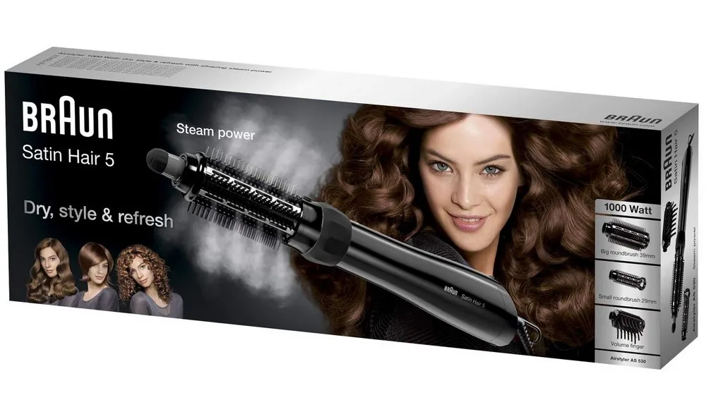 Uscător de păr-perie Braun Satin Hair 5 AS530, 1000W, Negru