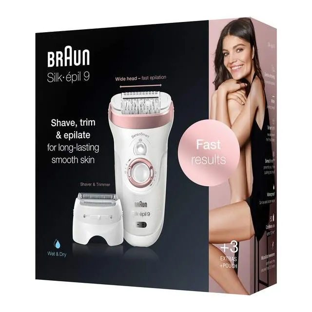 Epilator BRAUN SES9720, Alb/Roz