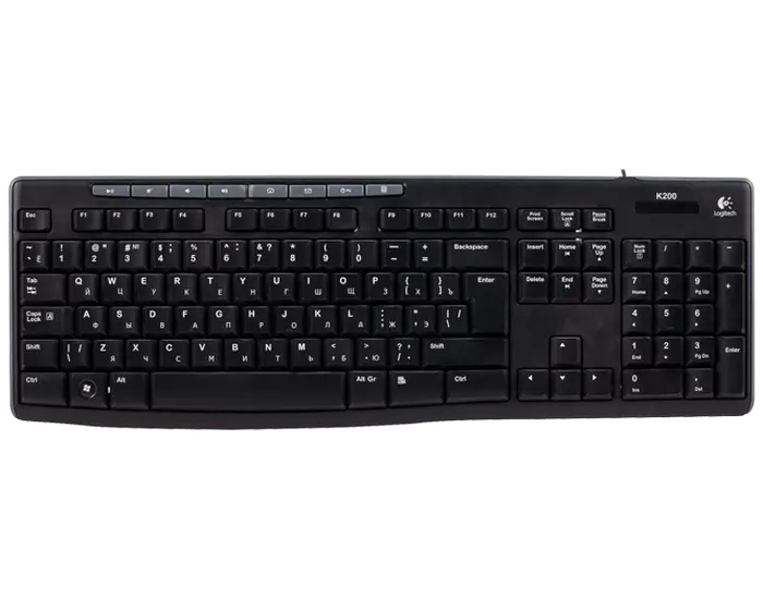 Tastatură Logitech K200, Cu fir, Negru