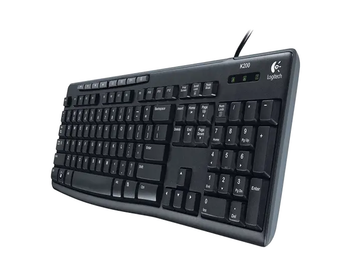 Tastatură Logitech K200, Cu fir, Negru