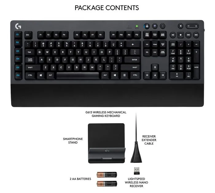 Tastatură Logitech G613, Fără fir, Negru