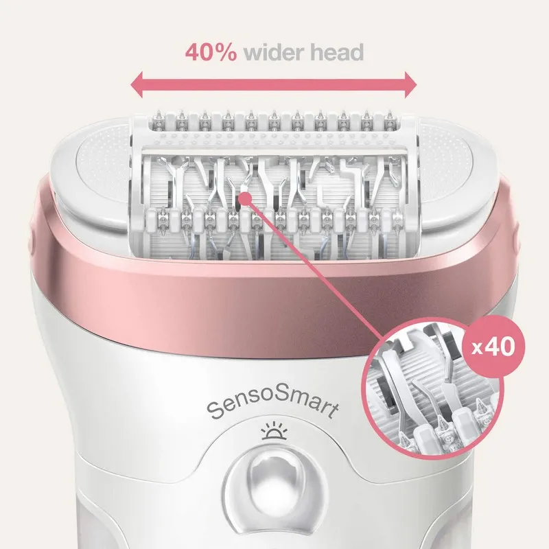 Epilator BRAUN SES9720, Alb/Roz