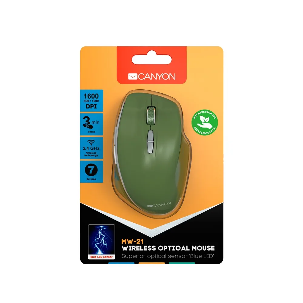 Mouse Wireless Canyon MW-21, Verde