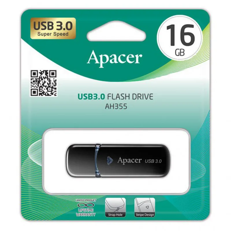 Memorie USB Apacer AH355, 16GB, Negru