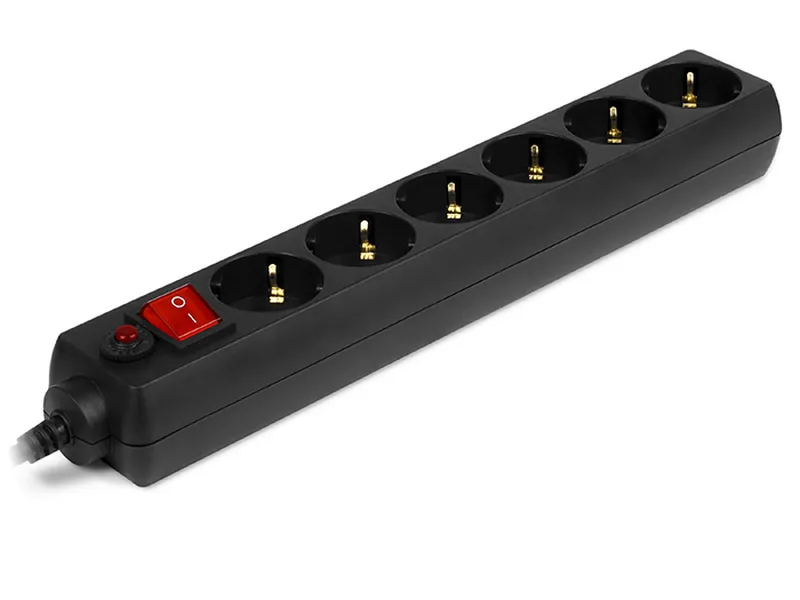 Prelungitor electric SVEN Optima, 6 Prize, 1,8m, Negru