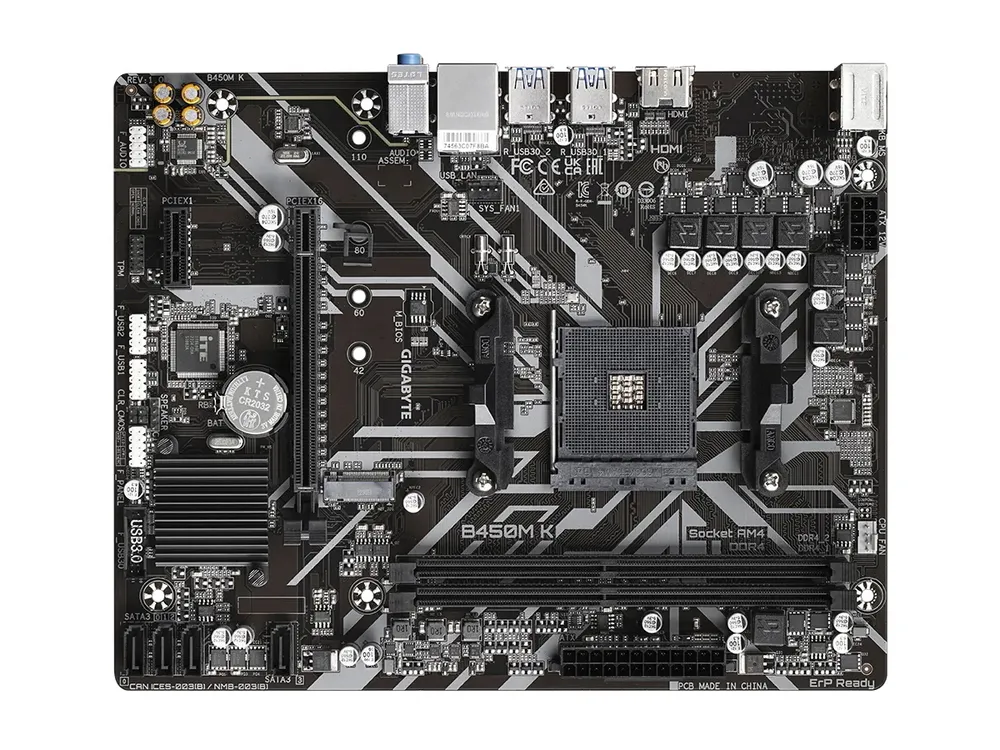Placă de bază Gigabyte B450M K, AM4, AMD B450, Micro-ATX