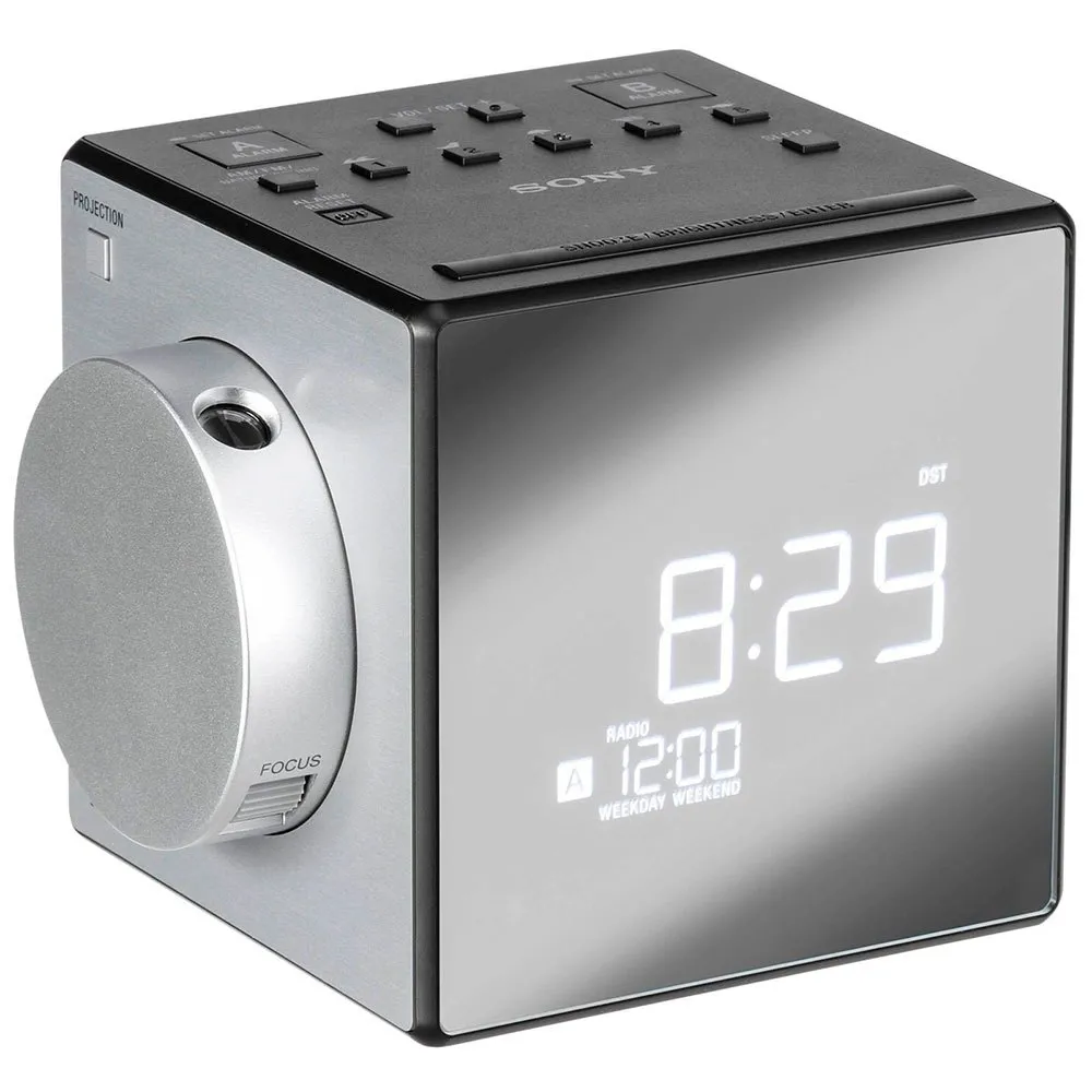 SONY ICF-C1PJ, Gray, Clock Radio with Time Projector, AM/FM