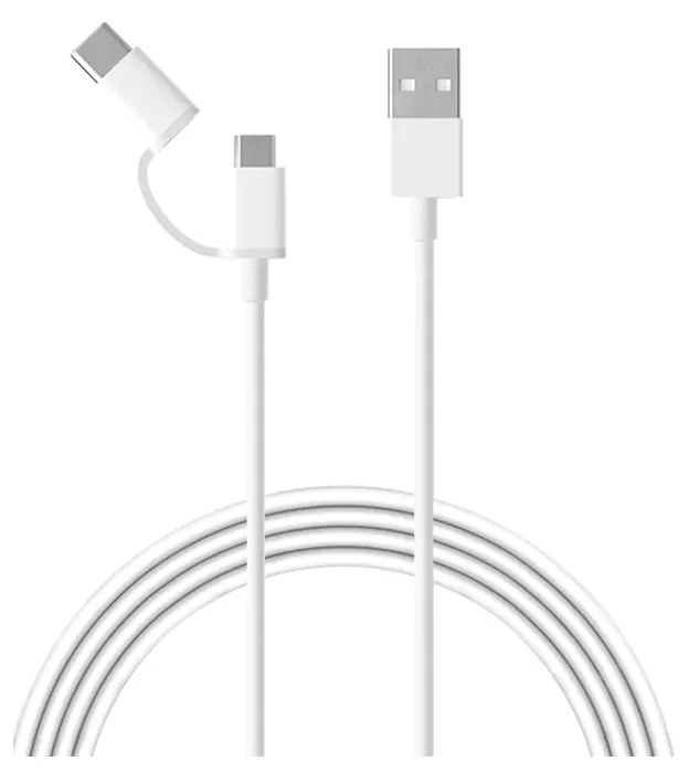 Cablu de încărcare Xiaomi SJV4082TY, USB Type-A/Micro USB, USB Type-C, 1m, Alb