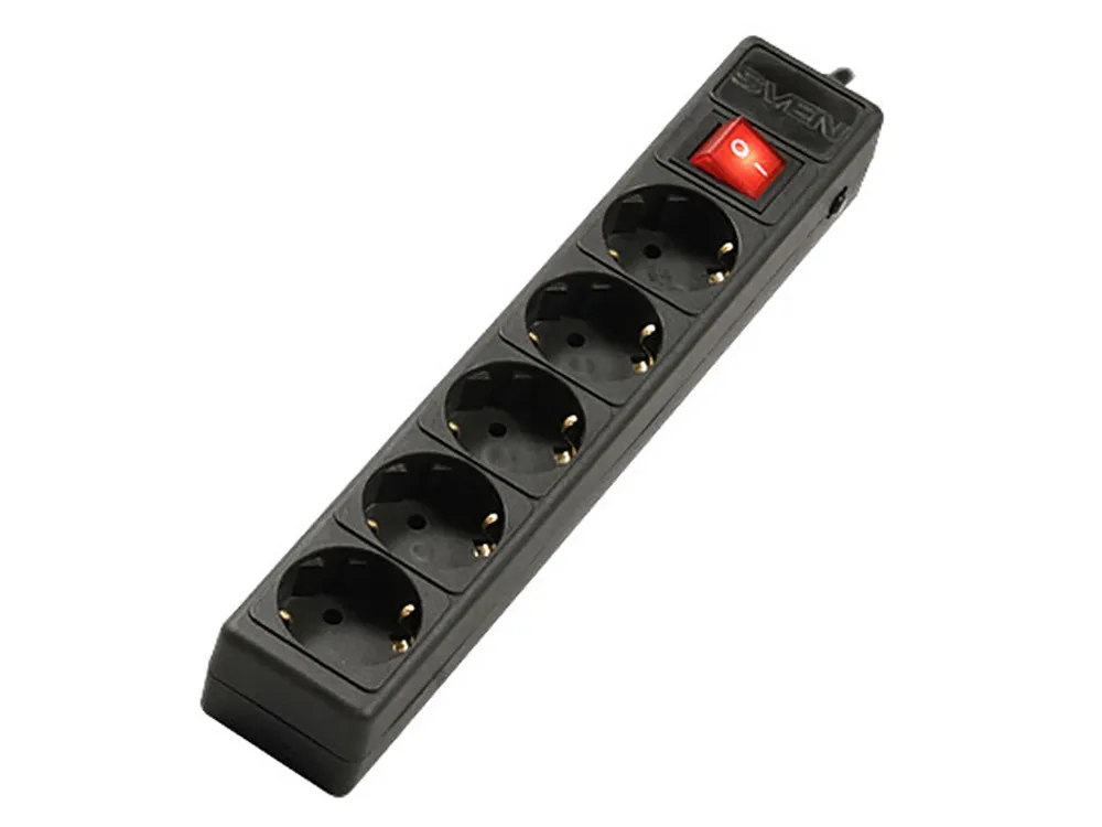 Prelungitor electric SVEN Optima Base, 5 Prize, 1,8m, Negru