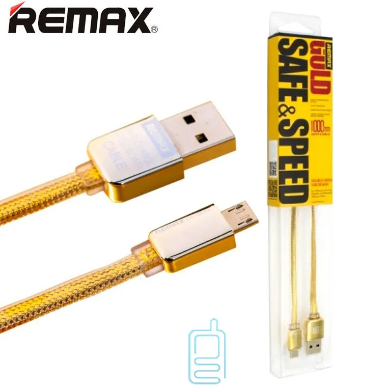Cablu încărcare și sincronizare Remax RC-016m, USB Type-A/micro-USB, 1m, Auriu