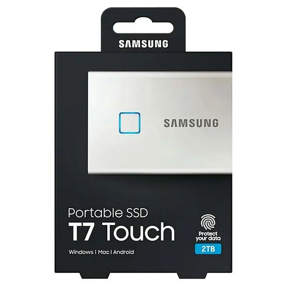SSD portabil extern Samsung Portable SSD T7 Touch,  2 TB, Argintiu (MU-PC2T0S/WW)