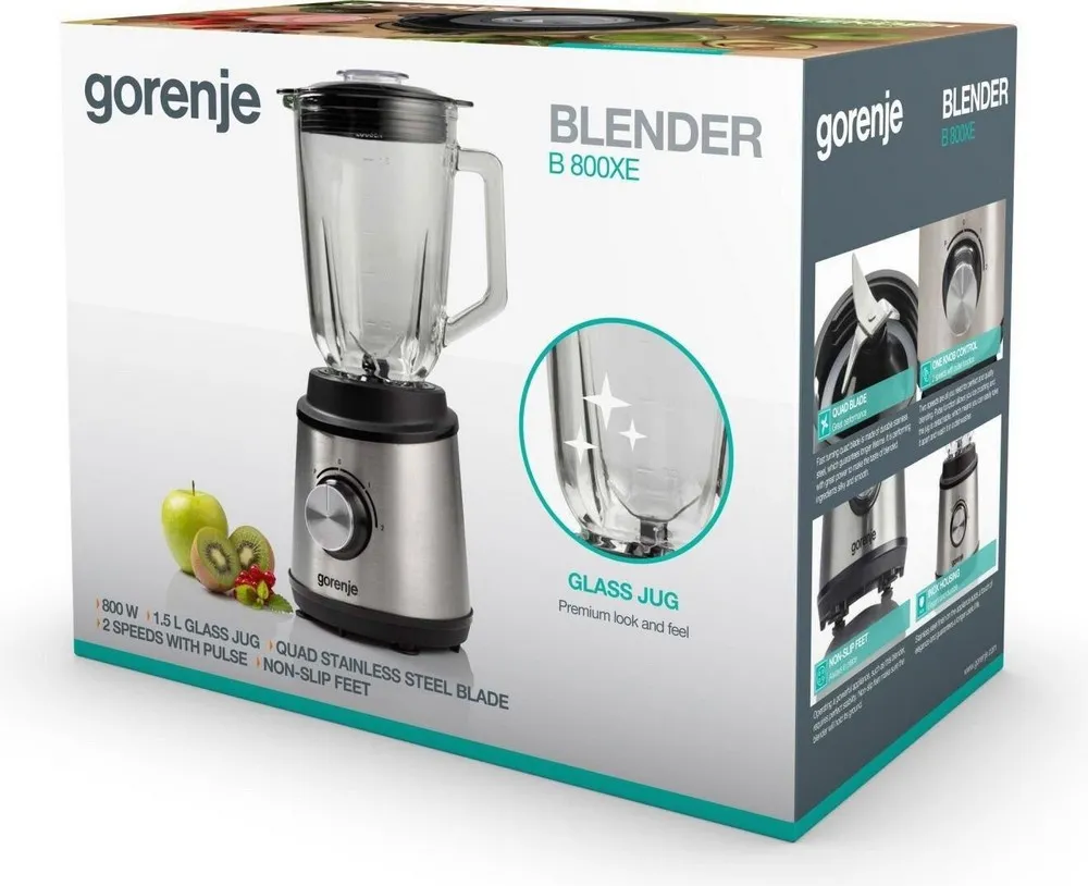 Blender staționar Gorenje Glass jug B800XE, Oțel inoxidabil