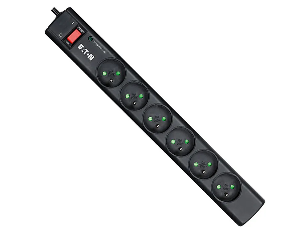 Prelungitor electric Eaton PS6D, 6 Prize, 1m, Negru