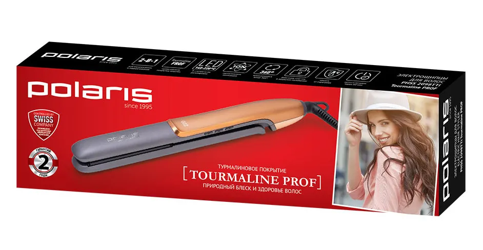 Placă de îndreptat părul Polaris Tourmaline PROF PHSS 2098TTi, Negru | Auriu