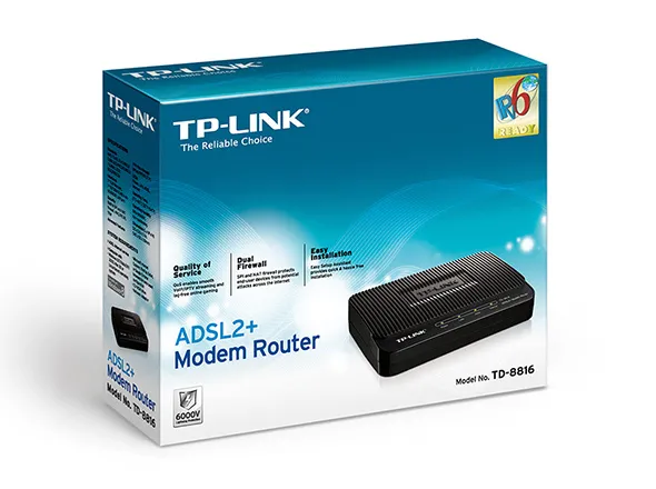 Modem ADSL TP-LINK TD-8816, ADSL/ADSL2/ADSL2 + până la 24 Mbps, Negru