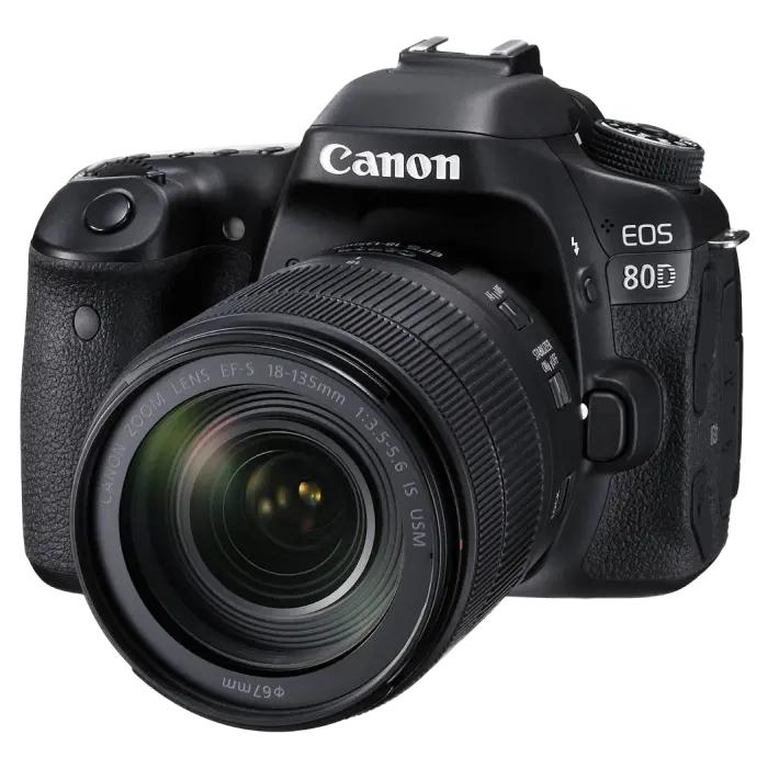 Aparat foto DSLR Canon EOS 80D + EF-S 18-135 IS, Negru
