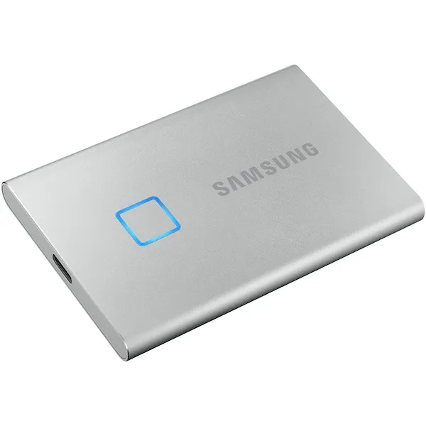 SSD portabil extern Samsung Portable SSD T7 Touch, 500 GB, Argintiu (MU-PC500S/WW)