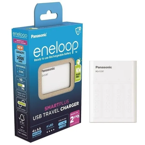 Încărcător Acumulatori Panasonic K-KJ87MCD40USB, Alb