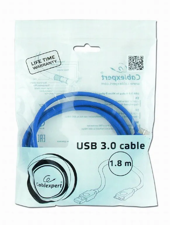Cablu încărcare și sincronizare Cablexpert CCP-mUSB3-AMBM-6, USB Type-A/Micro BM, 1,8m, Albastru