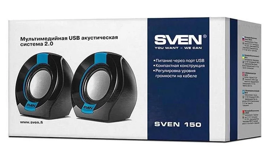 Boxe pentru calculator 2.0 SVEN "150", Negru/Albastru